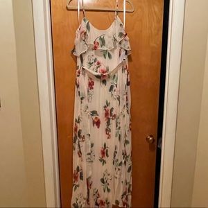 JCPenney - Size 8, Flowy floor length dress, Cream & Florals